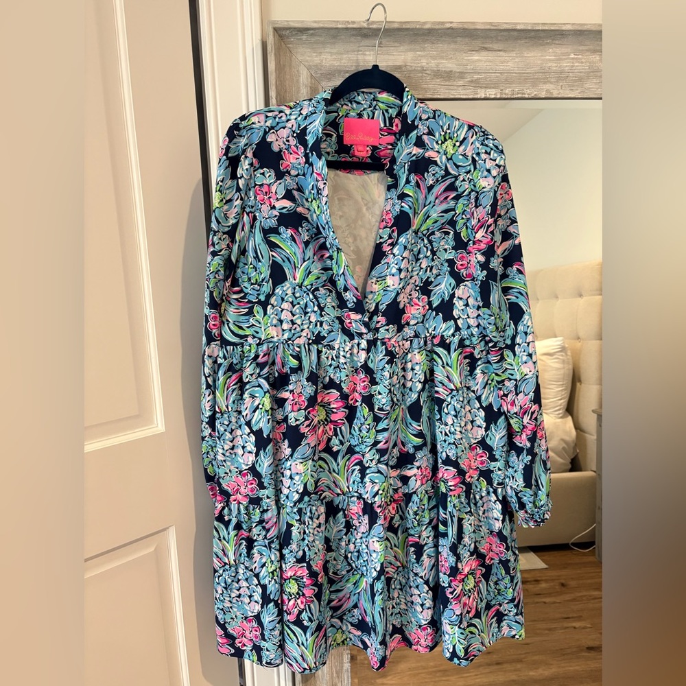 Lilly Pulitzer Navy and Pink Floral Dress
